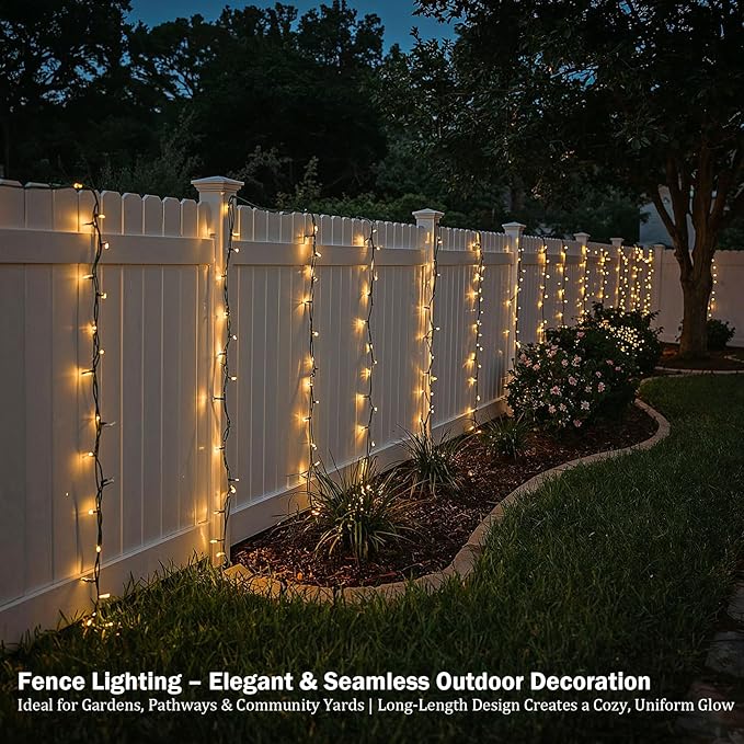 Etinga 500 LED String Lights 165ft Warm White, Black-Green Wire Plug in Fairy Lights with 8 Lighting Modes, Christmas Lights for Tree Yard Patio Wedding Holiday Decor (Warm White, 500 LED 165ft)
