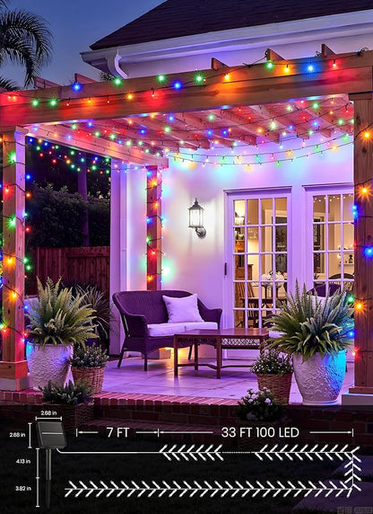 Brightown Solar String Lights Outdoor, 2 Pack Total 80FT 200 LED Solar Powered String Lights Waterproof with 8 Modes, Auto On/Off, Patio Lights for Outside Tree Garden Balcony Party Decor (Multicolor)