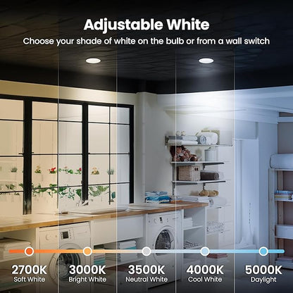 Feit Electric 4" LED Canless Recessed Downlights with Integrated Jbox, 50W Equivalent, Dimmable, 5CCT Selectable White, 90 CRI, 650 Lumens, 50,000-Hour Lifetime, LEDR4JBX/6WYCA/4, 4 Pack