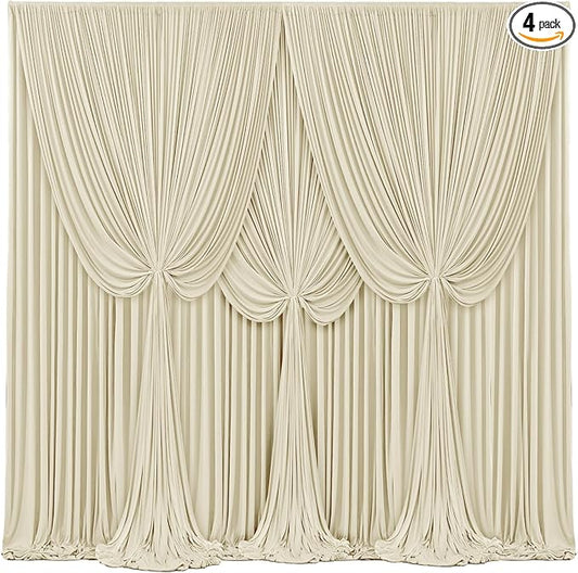4 Panels Backdrop Curtains for Wedding Party Wrinkle Free Beige Backdrops Curtain Drapes Fabric Decorations Photo Back Drop Cloth for Baby Shower Photography Stage Reception 20ft(W) x 12ft(H)