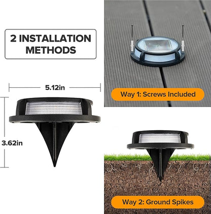 LUTEC 12 Pack Solar Driveway Lights, 12 LEDs IP67 Waterproof Outdoor Solar Dock Driveway Marker Lights for Step, Sidewalk, Pathway, Patio, Garden(Warm White)