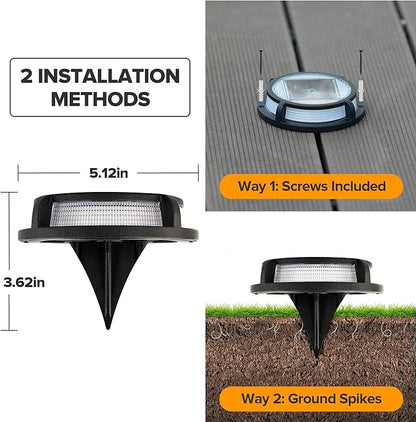 LUTEC 4 Pack Solar Driveway Lights, 12 LEDs IP67 Waterproof Outdoor Solar Dock Driveway Marker Lights for Step, Sidewalk, Pathway, Patio, Garden(Warm White)