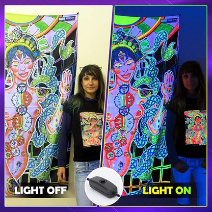 2 Pack USB Black Light Bar, Portable LED Blacklight with Stand, Switch, 5ft Cord for Neon Glow Party Fluorescent Poster Body Paint Desk Lighting Halloween Decor