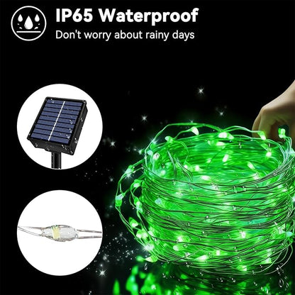 Solar String Lights Outdoor Waterproof 33ft 100LED 8 Modes Twinkle Lights Solar Fairy Lights for Patio, Garden Yard Party Wedding Tree Christmas Halloween Decoration, Green