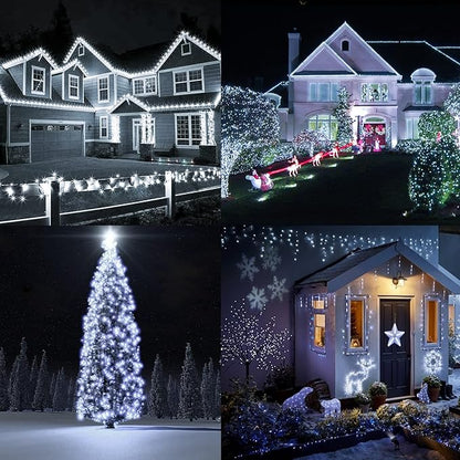 TW SHINE 2 Pack Solar String Lights Outdoor, Total 80 FT 240 LED Solar Powered Waterproof White Fairy Lights 8 Modes for Outside Christmas Party Tree Wedding Yard Decorations