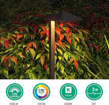 EDISHINE Low Voltage Landscape Lighting, Landscape Path Lights with Pyramid Exterior, Aluminum, 3000K & 50000Hrs, Outdoor Pathway Lights Wired for Garden, Yard, Driveway, 4 Pack