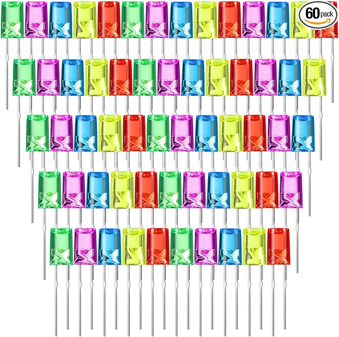 Mudder 60 Pcs Christmas LED 5mm Outdoor String Light Mini Replacement Bulb Energy Efficient LED Patio Wire Light Connectable Home Decor for Festival Patio Garden Valentines Holiday(Colorful)
