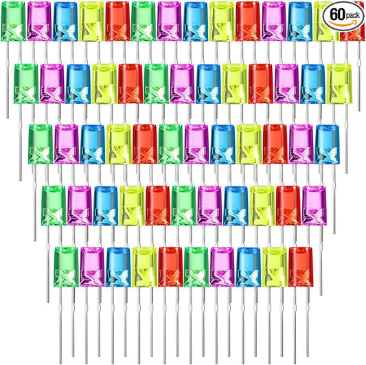 Mudder 60 Pcs Christmas LED 5mm Outdoor String Light Mini Replacement Bulb Energy Efficient LED Patio Wire Light Connectable Home Decor for Festival Patio Garden Valentines Holiday(Colorful)