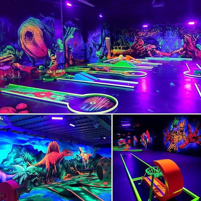 YANYCN 4 Pack 150W LED Black Lights, Blacklight Flood Light Outdoor with Plug and Switch, IP66 Waterproof for Dance Party, Glow in The Dark, Halloween Lights, Body Paint, Fluorescent Poster