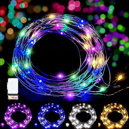 Aogist LED Fairy Lights, 16 ft Battery Operated String Lights with 50 LEDs Firefly Lights for Bedroom DIY Mason Jar Wedding Party Halloween Christmas Festival Decoration (1, Multicolor)
