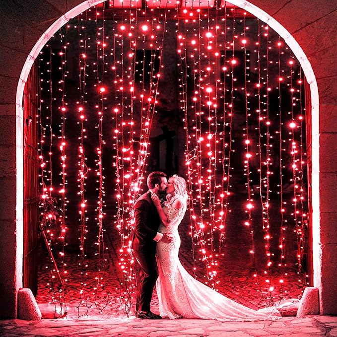 2 Pack Christmas Lights Outdoor, Total 200FT 600LED String Lights for Outside Waterproof with 8 Modes, Connectable Plug In Fairy Lights for Indoor Room Patio Yard Garden Party Decorations, Red