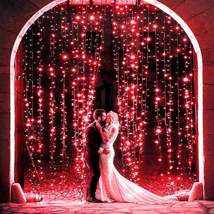 2 Pack Christmas Lights Outdoor, Total 200FT 600LED String Lights for Outside Waterproof with 8 Modes, Connectable Plug In Fairy Lights for Indoor Room Patio Yard Garden Party Decorations, Red