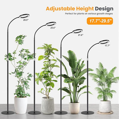Grow Lights for Indoor Plants, Full Spectrum Plant Grow Light with 3/9/12H Timer, 3 Color Modes, 10 Brightness, Adjustable Growing Lamp for Large Indoor Plants, 17.7-29.5 Inch