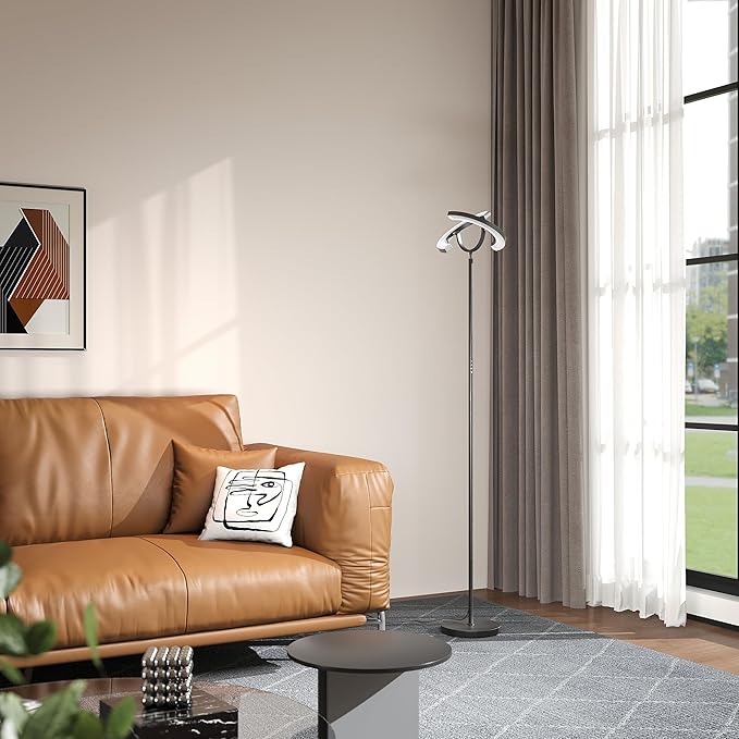 【Upgraded】Modern LED Floor Lamp - 30W Super Bright Standing Lamp, 350° Rotating Reading Floor Lamp with Remote Control, 3000K-6500K Stepless Dimmable, Tall Floor Lamp for Living Room, Bedroom, Office
