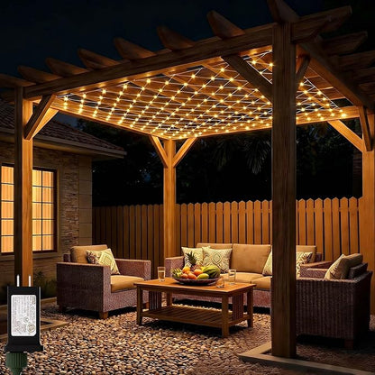 LitHome 10 x 10FT Gazebo Net Lights Outdoor, 280 LED Gazebo Lighting Waterproof, 8 Modes Connectable Christmas Net Lights with Timer, Warm White Mesh Light Plug in for Bushes, Pergolas, Backyard Decor