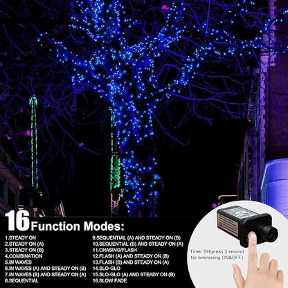 LAMPHOME 66FT 200 LED Blue Christmas Lights,16 Modes Connectable Fairy String Lights, Plug in Indoor Outdoor Blue Lights for Xmas Tree, Party, Garden, Hanukkah, Independence Day Patriotic Patio Decor