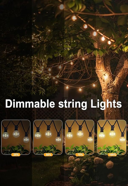 DAMAING Outdoor String Lights 400FT Patio Lights with 208 shatterproof G40 dimmable Globe LED Bulb, Waterproof connectable Outdoor Lighting for Backyard Porch Balcony gazobo, 4-Pack 100FT,Black