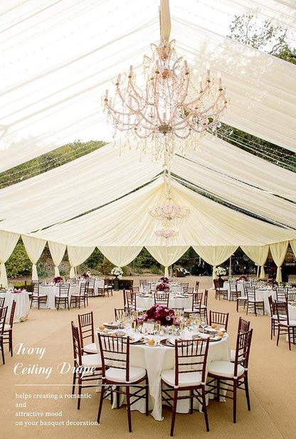 6 Panels Beige Ceiling Drapes for Wedding Ceiling Drapes 5ftx20ft Wedding Arch Draping Fabric Sheer Curtains Voile Chiffon Drapery Draping Decorations for Party Ceremony Stage