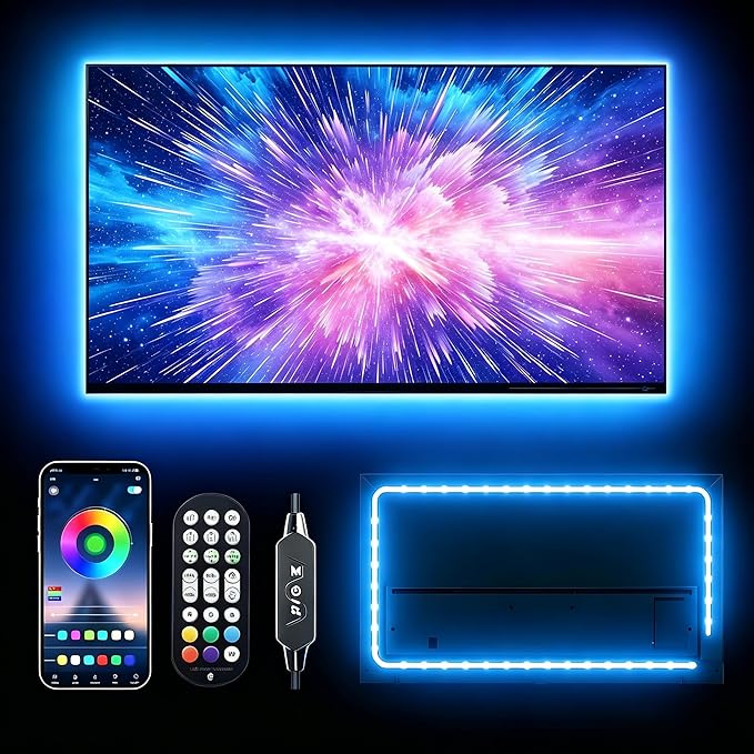 TV LED Backlight, RGB TV Backlight for 32-43 inch TVs,Smart APP Remote Control,Music Sync Color Changing Strip Lights,Led Strip Lights USB Powered for Bedroom,Gaming,Kitchen,Living Room