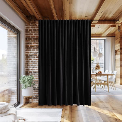 StangH Black Blackout Velvet Curtains 96 inches Long Back Tab Thermal Insulated Theater Curtains Heavy Privacy Drapes for Living Room Sliding Door Office, W100 x L96, 1 Panel