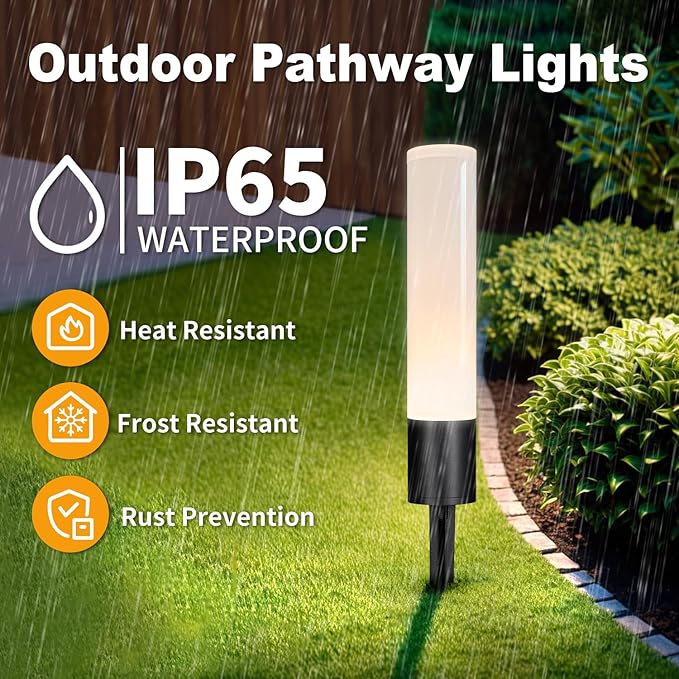 12 Pack Low Voltage Landscape Lighting Pathway Lights, 6W 300LM Landscape Lights 3000K Warm, IP65 Waterproof, Aluminum Outdoor Landscape Path Lights Wired for Walkway Yard Garden