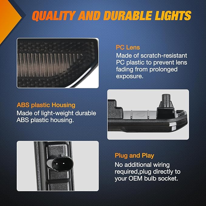 Nilight Fender Side Marker Lights 4 PCS 54 LED Smoke Lens Amber Front Rear Clearance Light Compatible with 2020 2021 2022 2023 2024 Sierra 2500HD 3500HD Pickup Truck