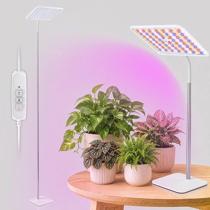 BESTVA 18W Grow Lights for Indoor Plants with Stand, Full Spectrum LED Plant Light for Indoor Plants,12-59 Inches Height Adjustable Growing Lamp with Auto On/Off Timer 4H/8H/12H, 4 Dimmable Brightnes