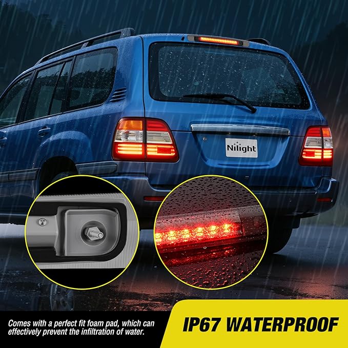 Nilight Third Brake Light Tail High Mount 3rd Stop Lights Smoked Lens Compatible with Toyota Land Cruiser 1998 1999 2000 2001 2002 2003 2004 2005 2006 2007 Van SUV Rear Center Cab Lamp