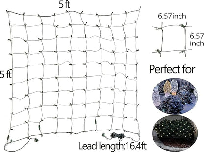 LED Christmas Net Lights Outdoor Christmas Decorations for Bushes,100LED 5ftx5ft Connectable Green Wire Net Christmas Lights for Outdoor indoor Yard Mesh Shrub Tree Decor ,UL Certified(Multicolor)