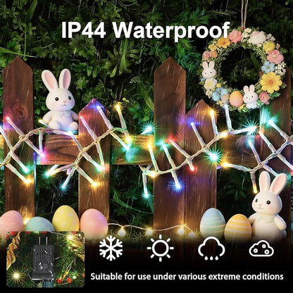 LAMPHOME 46ft 500 LED Easter String Lights Plug in, Pastel Twinkle Fairy Lights, 16 Modes Waterproof Easter Outdoor Lights, Colored String Lights for Christmas Tree Indoor Outdoor Spring Decorations
