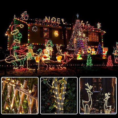 ANJAYLIA 33FT 100 LED Solar Rope Lights Outdoor Waterproof, Solar Powered Rope String Lights with 8 Modes for Outdoor, Patio, Garden, Camping, Holiday & Christmas Décor Warm White