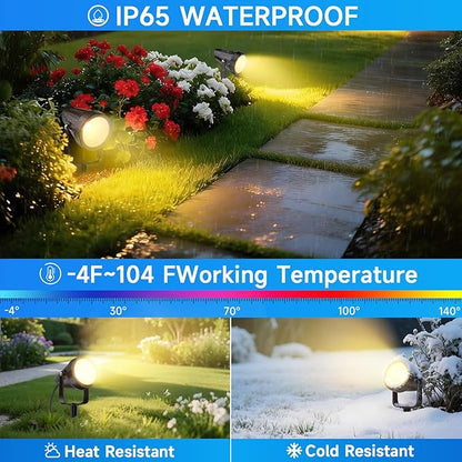Outdoor Landscape Lighting Low Voltage, 29.5FT Wired LED Spot Light with Plug-in Transformer, IP65 Waterproof Outside Uplight 7W 840LM for Yard Garden Tree Pathway House, Warm Yellow 3000K, Pack of 4