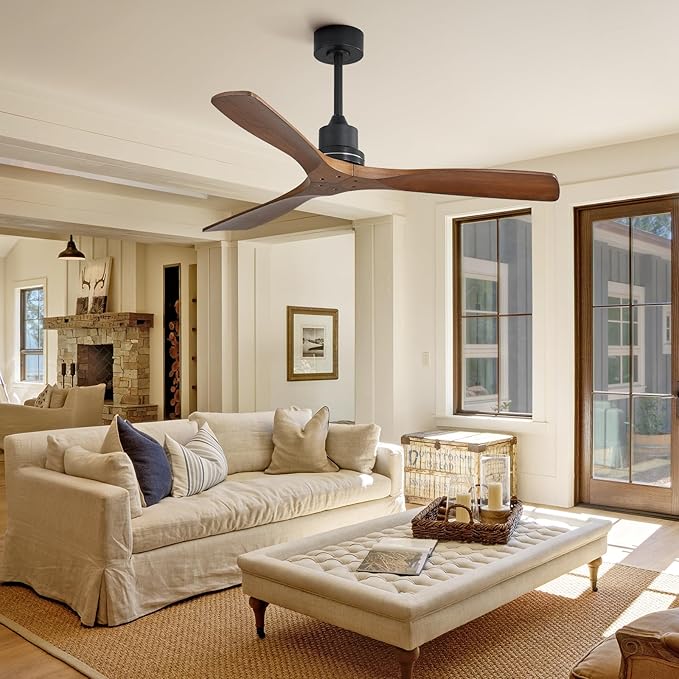 Sofucor Smart Ceiling Fan no Lights, 52" Low Profile Ceiling Fans with Remote, Compatible with Alexa/Google/App, 6-Speed Timing Reversible DC Motor for Bedroom Living Room Patio Indoor Outdoor