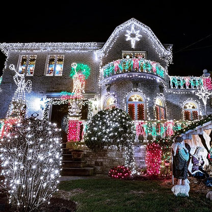 JMEXSUSS 200 LED White Christmas Lights Outdoor, 66ft Christmas Tree Lights Green Wire, 8 Modes Waterproof Twinkle String Lights Plug in for Xmas Wedding Party Indoor Decoration