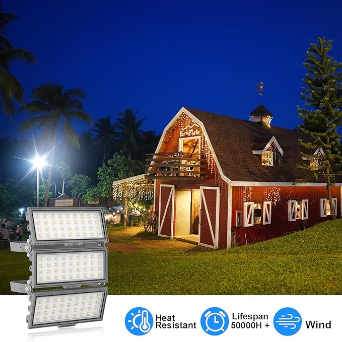 LED Stadium Lights,300Watt LED Flood Lights Outdoor,39000Lumen LED Stadium Flood Light,IP67 Waterproof 6500K Adjustable Angle Exterior Commercial Arena Lights