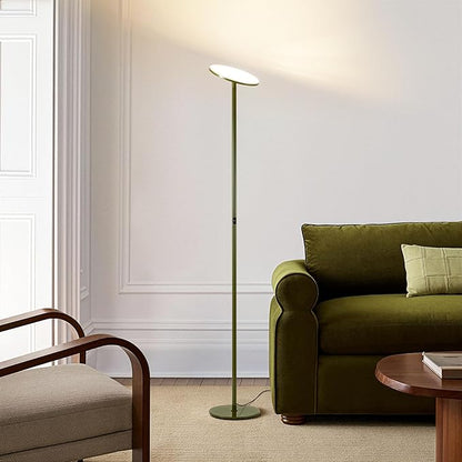 Brightech Sky LED Floor lamp, Torchiere Super Bright Floor Lamp for Living Room Decor & Office - Dimmable, Tall Standing Lamp with Warm Light for Bedroom & Reading - Green