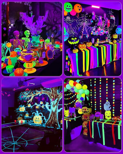 3 Pack 42W LED Black Light Bar, Blacklight Flood Light with Plug & Switch & 5.9ft Power Cord, Each Light Up 24x24ft Area, for Glow Fluorescent Party Bedroom Game Room Body Paint Stage
