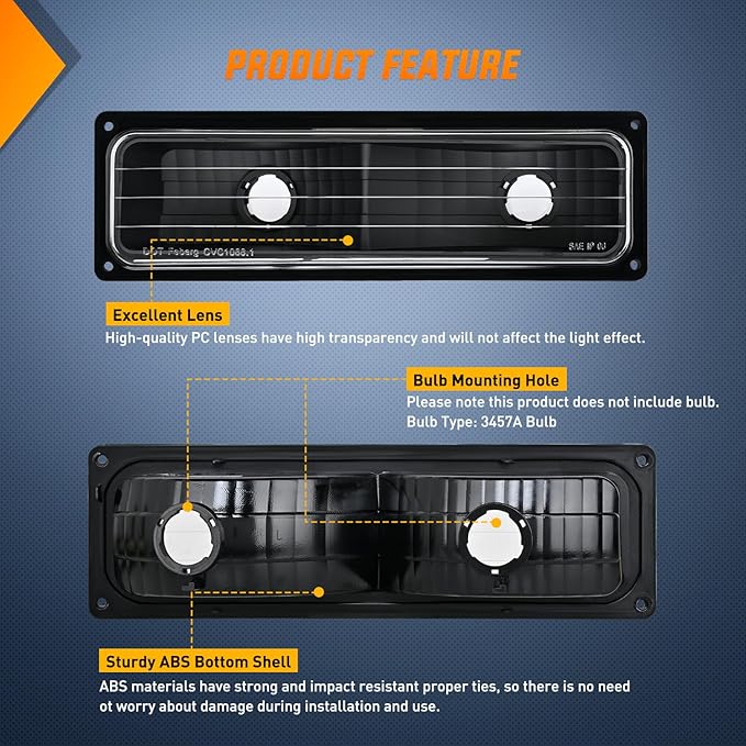 Nilight Parking Turn Signal Light Compatible with 1988 1989 1990 1991 1992 1993 1994 1995 1996 1997 1998 Chevy GMC C10 C/K 1988-1999 Silverado Suburban Sierra Blazer Tahoe Yukon Front Bumper Lights