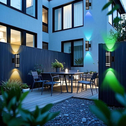 RGB Up and Down Lights Outdoor Wall Lights 6 Packs, Smart Color Changing Outdoor Wall Sconce WiFi Voice & App Control,Aluminum Waterproof Exterior Lights for Porch Compatible with Alexa