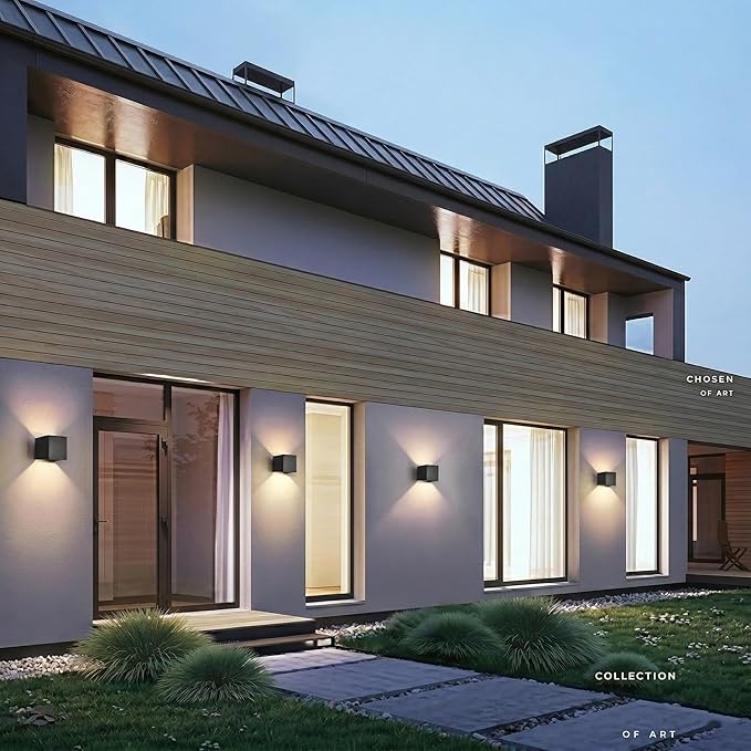 20W LED Outdoor Wall Lights Exterior/Interior,6500K Wall Sconce,Modern Square Aluminum Wall Light,Up and Down Outdoor Lighting Fixtures,IP65 Waterproof Porch Light, ETL Listed(Black-1 Pack)