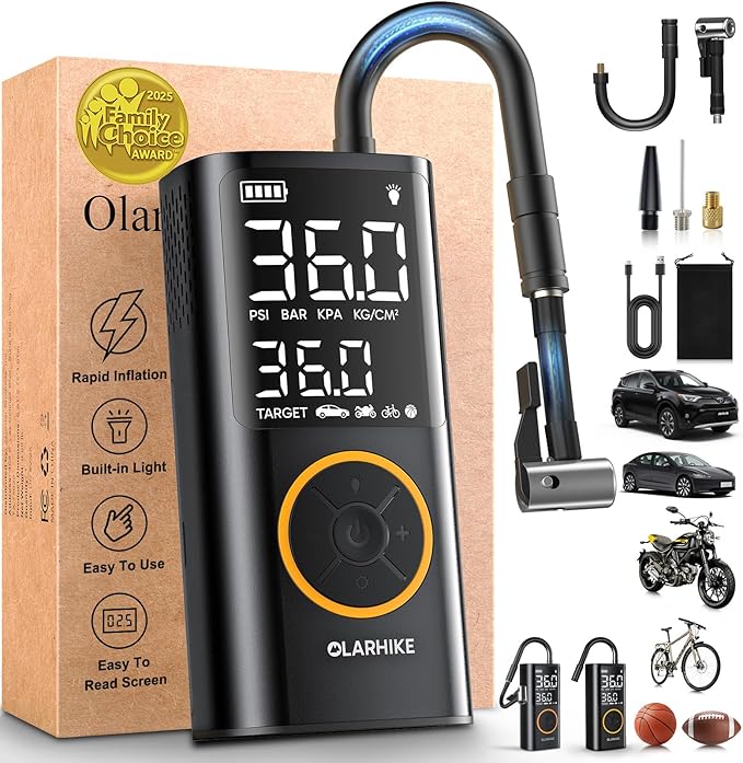OlarHike Tire Inflator Portable Air Compressor,Electric Pump with LED Light & Digital Pressure Gauge