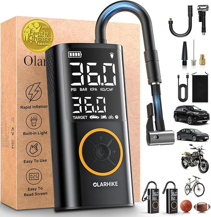 OlarHike Tire Inflator Portable Air Compressor,Electric Pump with LED Light & Digital Pressure Gauge