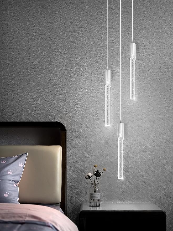 Flashing God 3 Light Pendants Light for Kitchen Island Dining Room Pendant Lighting Fixture Mini Crystal Chandelier Ceiling Hanging Lights for Bedroom Island Kitchen