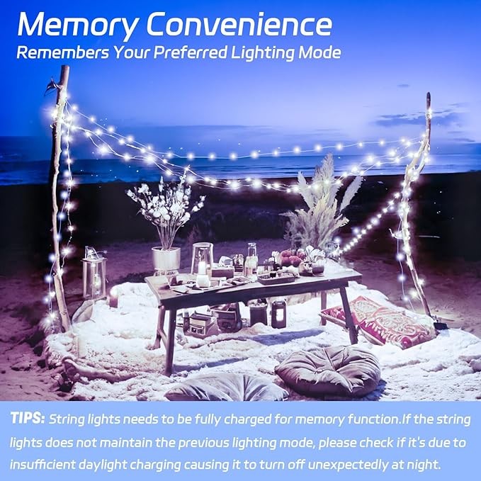 cshare Solar Fairy Lights Outdoor Waterproof,39.4ft 120LED Solar String Lights for Outside 8 Modes 2 Packs for Patio Backyard Garden Wedding Deorations Cool White