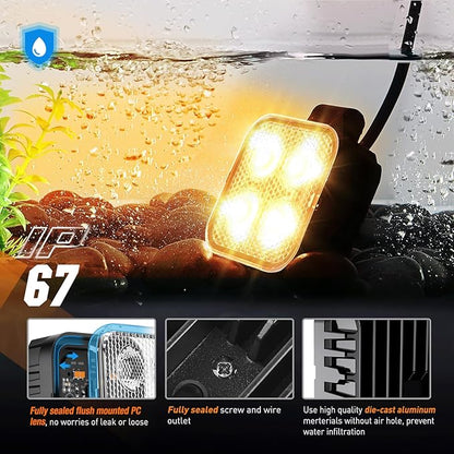 Nilight 2PCS 3 Inch 15W Amber LED Pods Square Built-in EMC Work Flood Beam for Offroad Lighting Side Light Rear Back-Up Light for Tractor Truck Motorcycle Boat ATV UTV