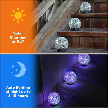 MLKNK Solar Globe Lights Outdoor Waterproof-Solar Balls-Solar Garden Lights-Orbs for Outside 8 Pack Cracked Glass Ball for Lawn Patio Yard Backyard Decorations