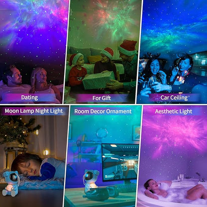 Cayclay Astronaut Galaxy Projector, Star Projector with Timer and Remote, Night Light with Moon Lamp, LED Nebula Lamp for Kids Adults, Room Decor Gift (Blue Pro)