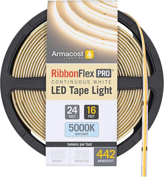 Armacost Lighting RibbonFlex Pro COB, 24V, 5000K, 442 Lumens/Ft, IP20, 5M 173430