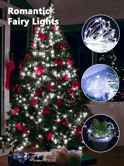 3 Pack Fairy Lights Battery Operated with Remote, 120LED 40FT Twinkle Lights Waterproof for Outdoor & Indoor, 8 Modes Battery String Light Timer for Christmas Party Birthday Home DIY Décor(Cool White)