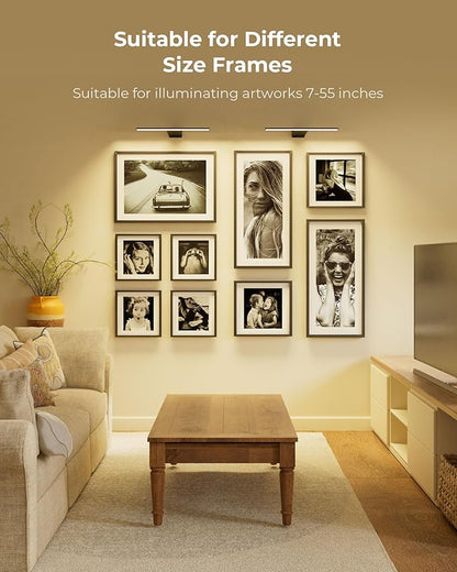 2 Pack Picture Light for Wall Rechargeable Art Light with Remote, 3 Colors & 5 Brightness Levels, 12000mAh Battery Operated Lights for Pictures,Painting,Gallery, Bedroom, Hallway, Frame, Living Room